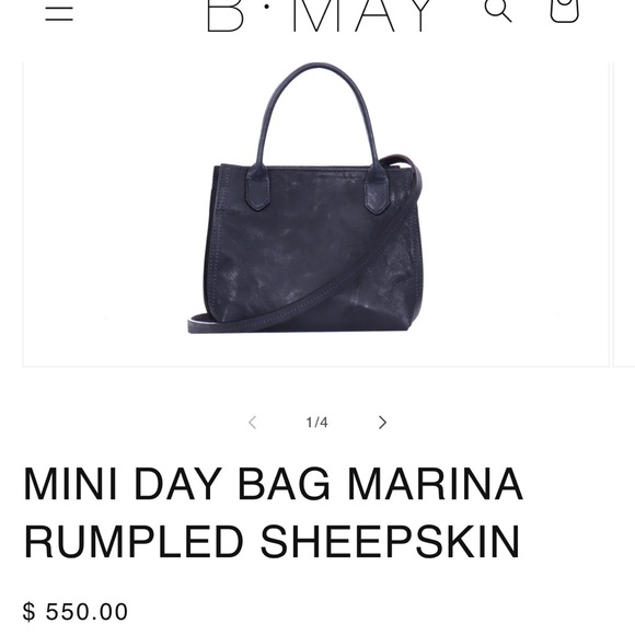 B May Luxury Designer Blue Leather Tote Bag with Suede lining EUC Comp $550 - Picture 6 of 6